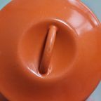 Vintage Franse Le Creuset Cousances Oranje Kleine Geëmailleerde Gietijzeren Braadpan En Kleine Pot thumbnail 11