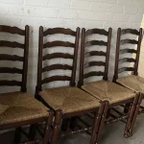 Klassiek Bruin Set 4 Ladder Back Riet Hout Stoelen thumbnail 9