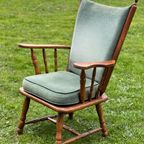 Mid-Century Groen Fauteuil Vintage Turquoise Goede Conditie thumbnail 3