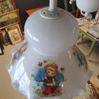 1168 Vintage Glazen Witte Hanglamp, Kinderlamp thumbnail 5