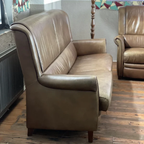 Mid-Century Bronskleurig, Bruin Schapenleer Bank And Elektirische Fauteuil thumbnail 3