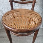 Antieke Fischel Bistrostoelen Hout Webbing thumbnail 4