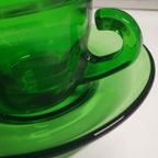 2046 Vintage Groene Glazen Kop En Schotels thumbnail 5