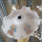 1168 Vintage Glazen Witte Hanglamp, Kinderlamp thumbnail 3