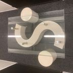 Mid-Century Zilverkleurig, Wit Salontafel thumbnail 3