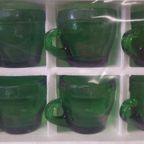 2046 Vintage Groene Glazen Kop En Schotels thumbnail 10