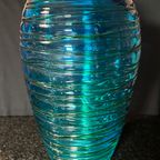 Murano Fulvio Bianconi - Vaas - Murano Glas Blauw Groen Turquoise thumbnail 9