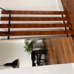 Mid-Century Coat Rack, Gave Houten Kapstok Teakhout En Zwart Metaal. Tof Vintage Design. thumbnail 2