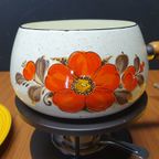1995 Vintage Fonduestel Met Vrolijke Bloemen thumbnail 4