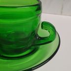 2046 Vintage Groene Glazen Kop En Schotels thumbnail 6