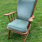 Mid-Century Groen Fauteuil Vintage Turquoise Goede Conditie thumbnail 7