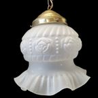 1954 Vintage Wit Mat Glazen Hanglamp Matwit Lampje thumbnail 3