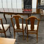 Antiek Bruin Verlengbare Uitschuifbate Eettafel Set Met 6 Stoelen thumbnail 32