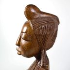 Afrikaanse Fulani Vrouw - Hout Buste Beeld - Antiek Vintage Decoratie thumbnail 3
