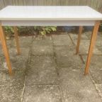 Mid-Century Wit, Zilverkleurig, Bruin Eettafel thumbnail 5