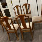 Antiek Bruin Verlengbare Uitschuifbate Eettafel Set Met 6 Stoelen thumbnail 16