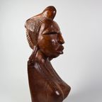 Afrikaanse Fulani Vrouw - Hout Buste Beeld - Antiek Vintage Decoratie thumbnail 4