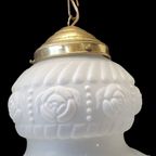 1954 Vintage Wit Mat Glazen Hanglamp Matwit Lampje thumbnail 4