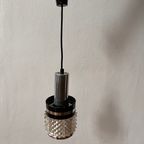 Mid Century Pendant Hanglamp, Zilver Met Zwart En Kristal-Look Glas, Mid Century. thumbnail 2