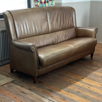 Mid-Century Bronskleurig, Bruin Schapenleer Bank And Elektirische Fauteuil thumbnail 7