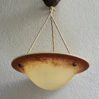 Art Deco Franse Hanglamp Gesigneerd Oranje, Beige Hanglamp thumbnail 12