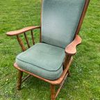 Mid-Century Groen Fauteuil Vintage Turquoise Goede Conditie thumbnail 2