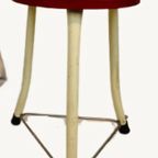 Vintage Brabantia Kruk, Wit, Rood, Industrieel thumbnail 3